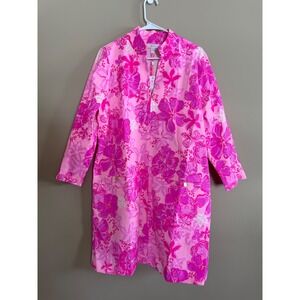 Lilly Pulitzer Rosie Dress Parigi Pink Supporting Squad Floral Zip Front XL NEW